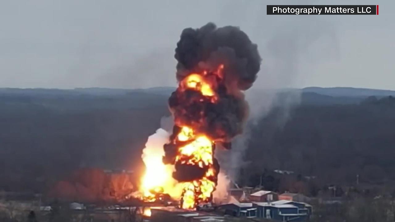Videos shows train explosion in East Palestine, Ohio
