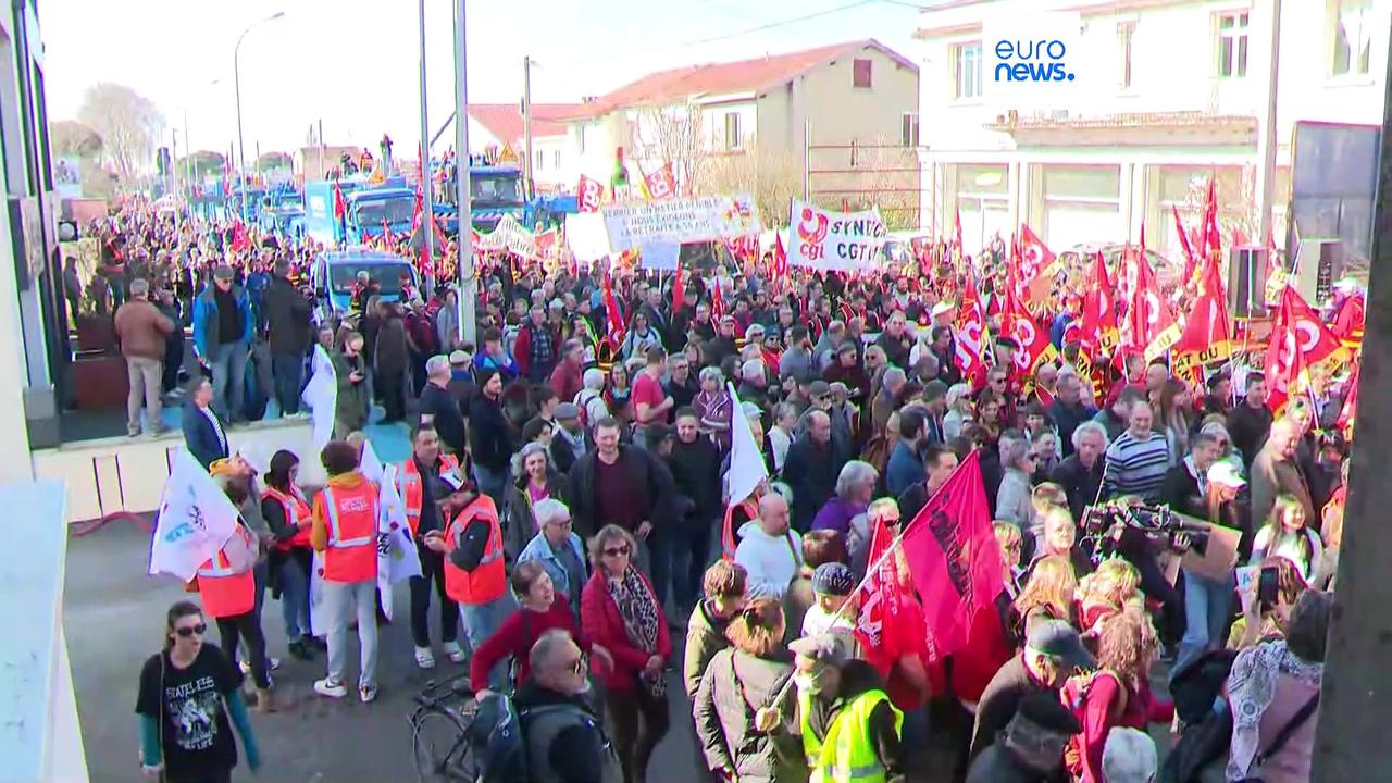 French unions hold fifth day of protests against proposed pension reform