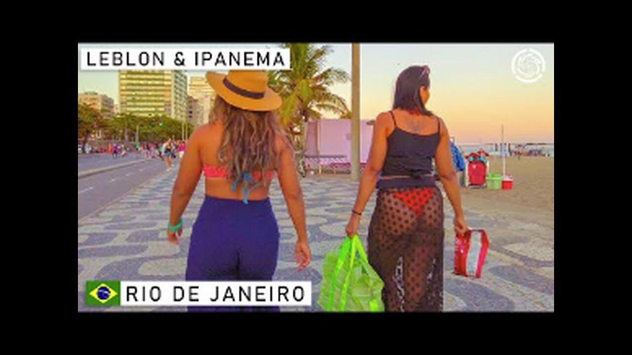  LEBLON AND IPANEMA Beach Boardwalk- Rio de Janeiro, Brazil - 2022 【 4K UHD】.
