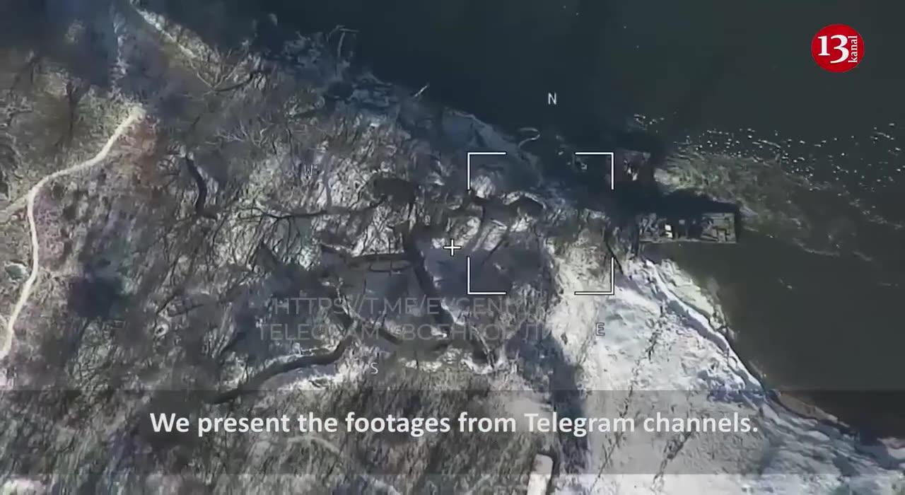 See how a boat with Ukrainian paratroopers is hit by a kamikaze drone in Donets River