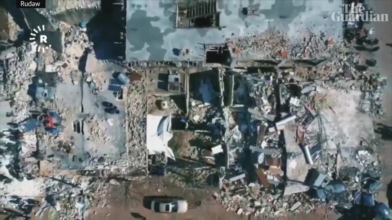 Drone footage shows scale of earthquake destruction in Syria