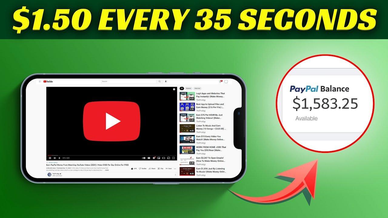 Get Paid $1.50 Every 35 Seconds From YouTube By Watching Videos (Make Money Online 2022)