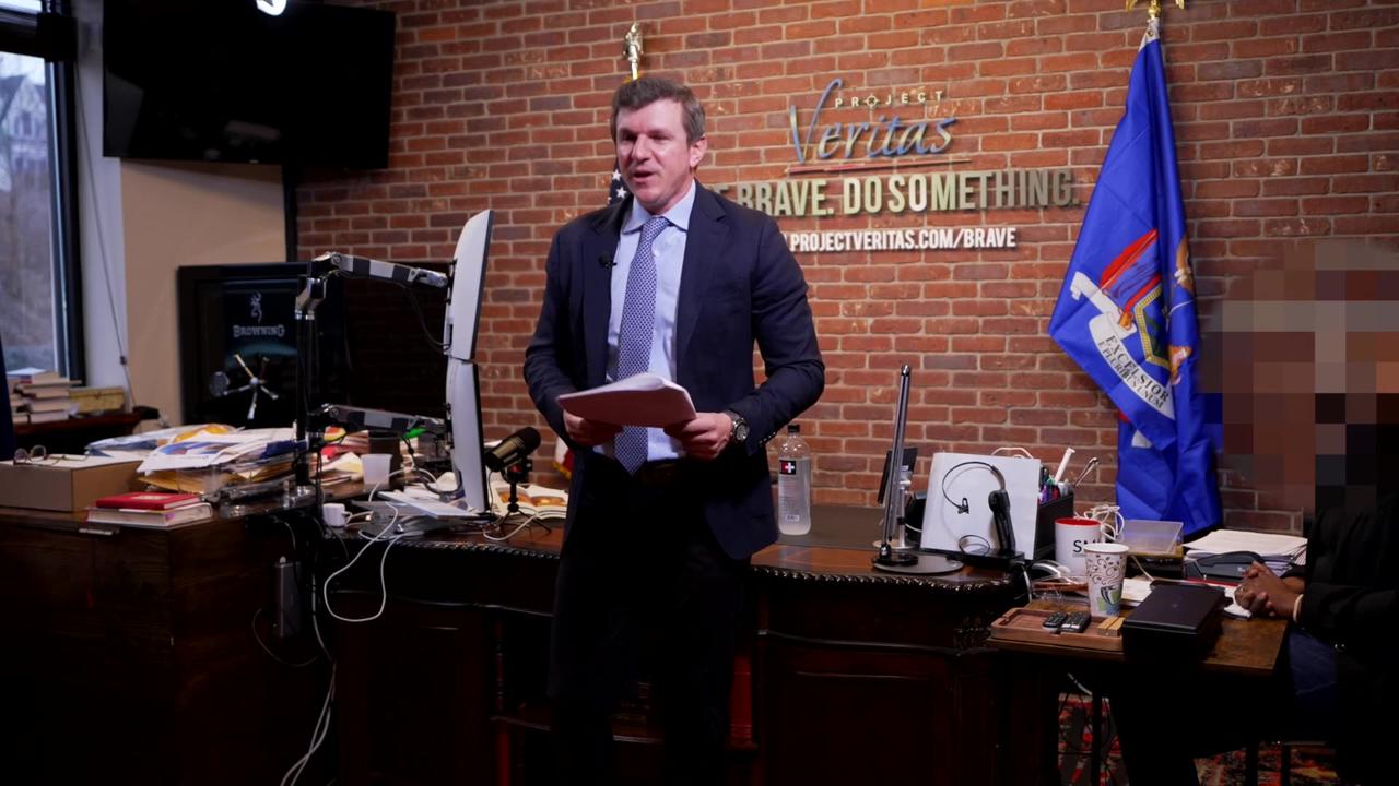 James O'Keefe addresses Project Veritas staff as he exits from the organization