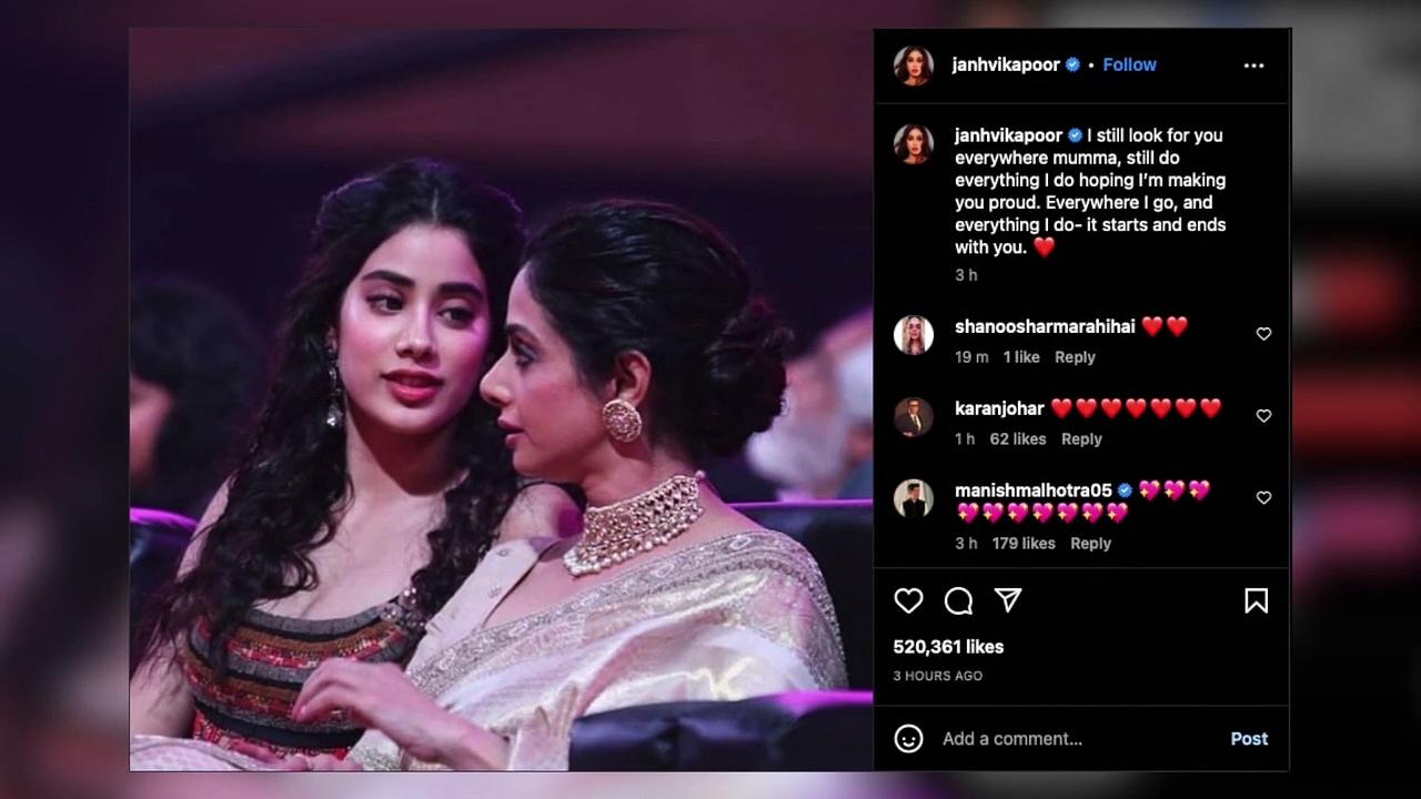 Janhvi Kapoor pens an emotional note for her late mother Sridevi