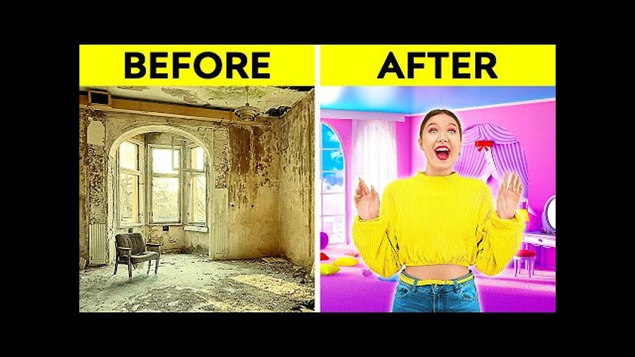 2 SISTERS 💞 INCREDIBLE ROOM MAKEOVER - ON THEIR CHOICE! | Low-Budget Decor Crafts by 123 GO