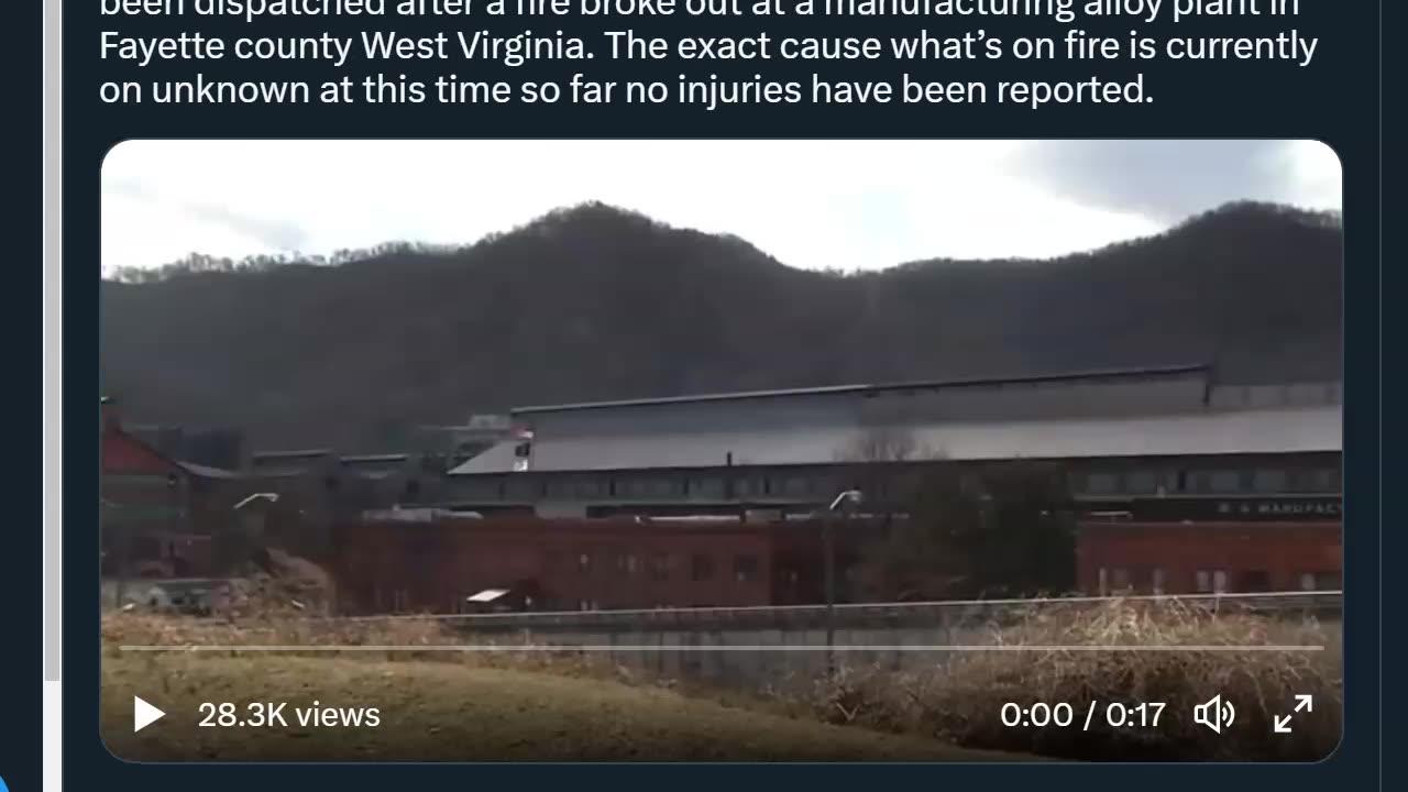 ALERT: 02-21-23 Fire at a Manufacturing Alloy Plant in West Virginia