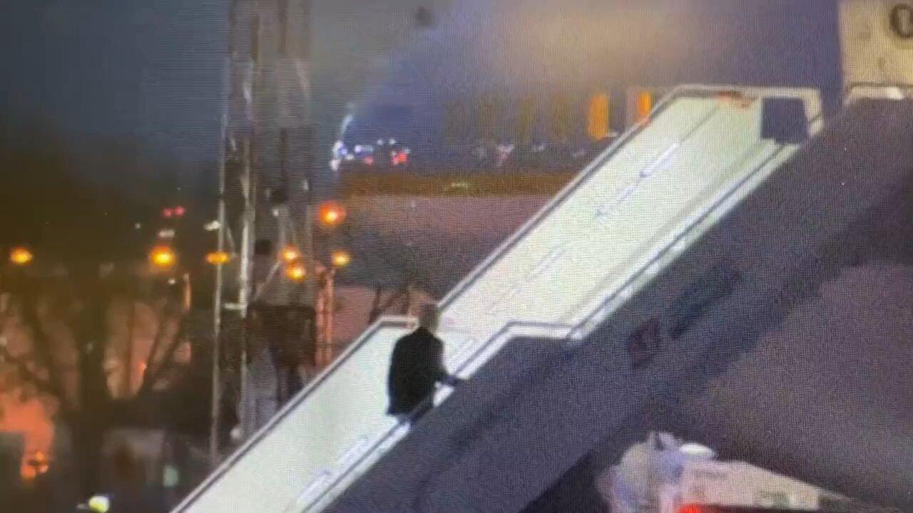 NOW - Biden tripped as he boarded Air Force One in Poland.