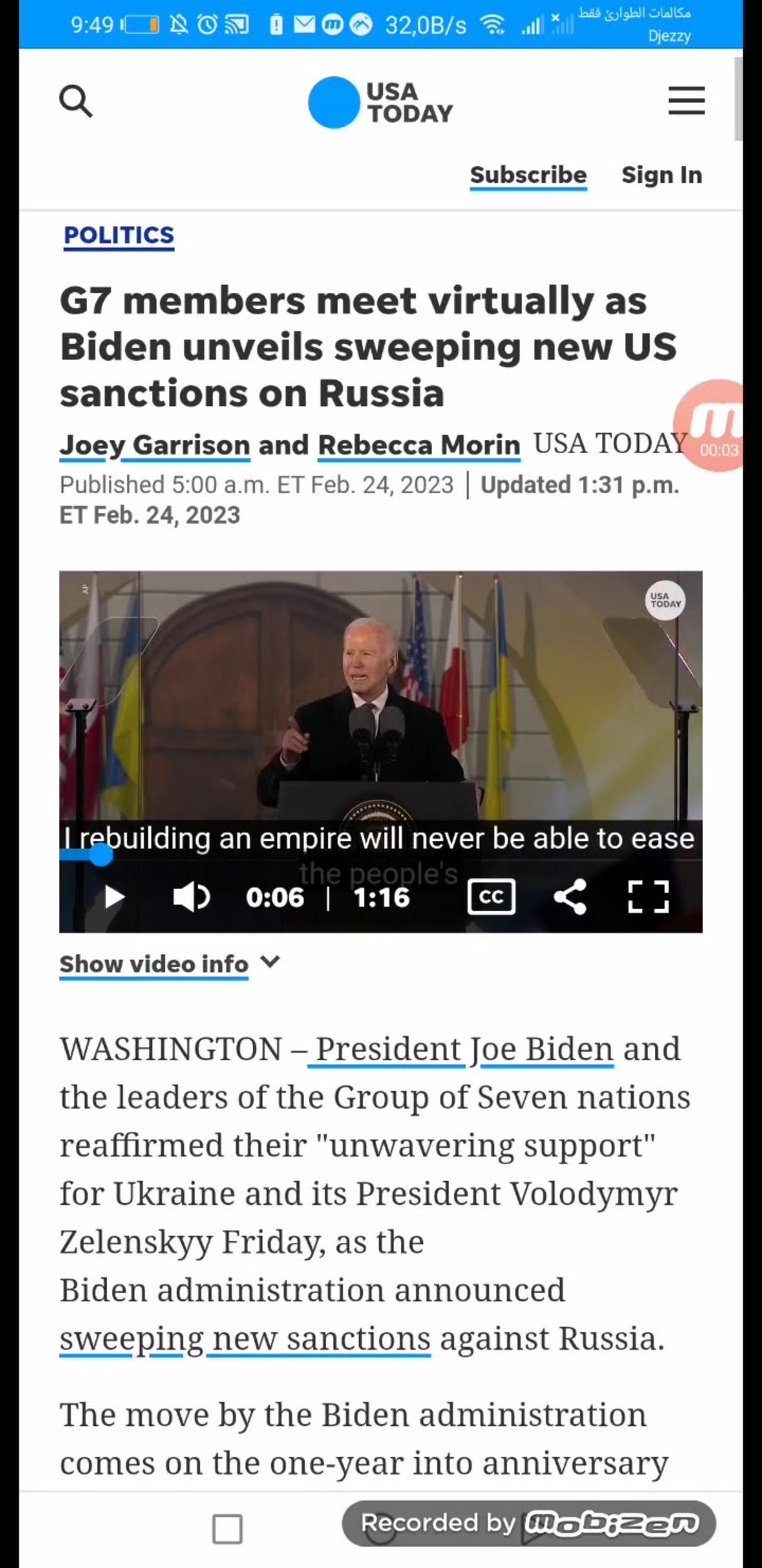 G7 members meet virtually as Biden unveils sweeping new US sanctions on