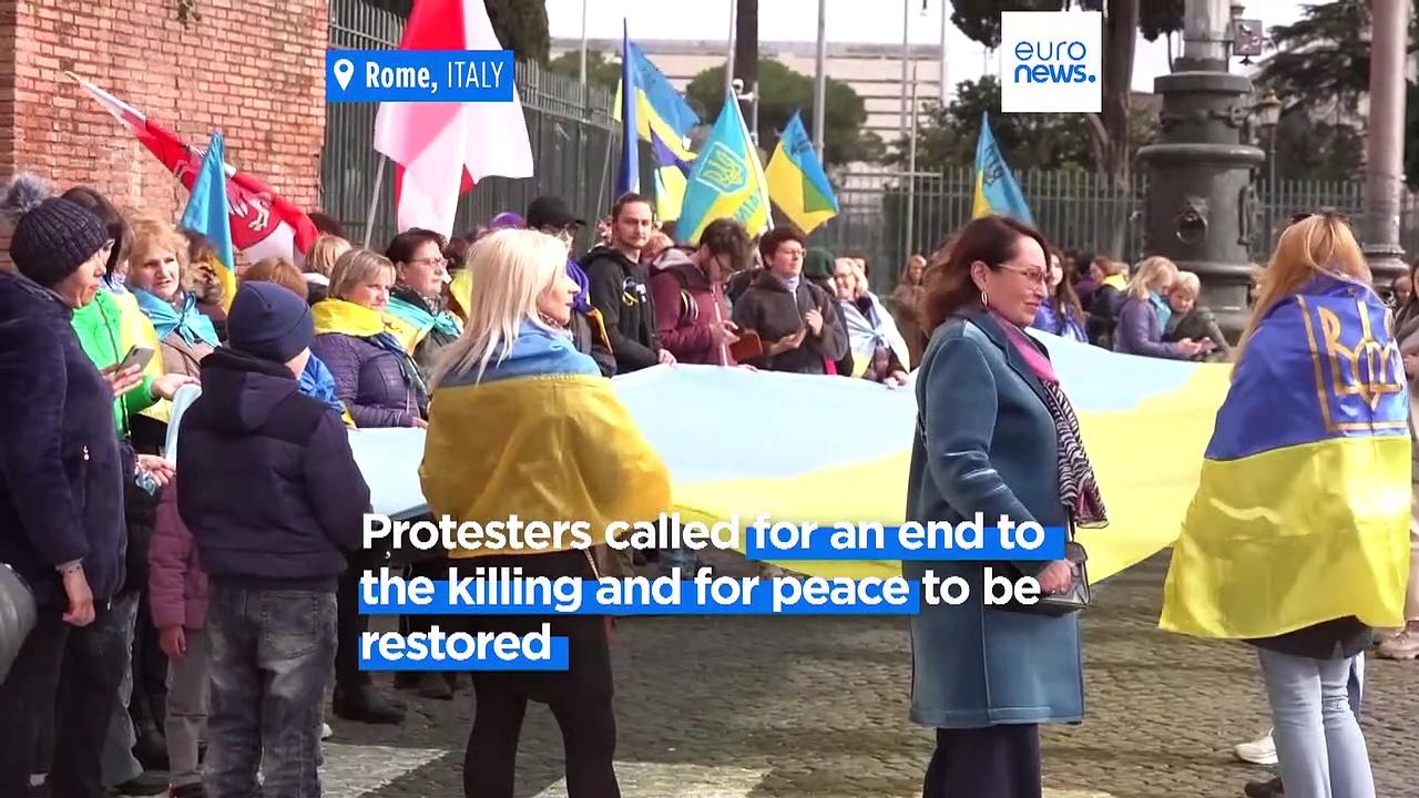 Anti-war rallies held across Europe to mark one year since Russia's invasion of Ukraine