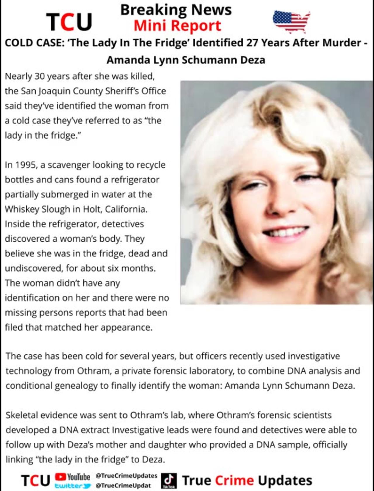 COLD CASE: ‘The Lady In The Fridge’ Identified 27 Years After Murder - Amanda Lynn Schumann Deza