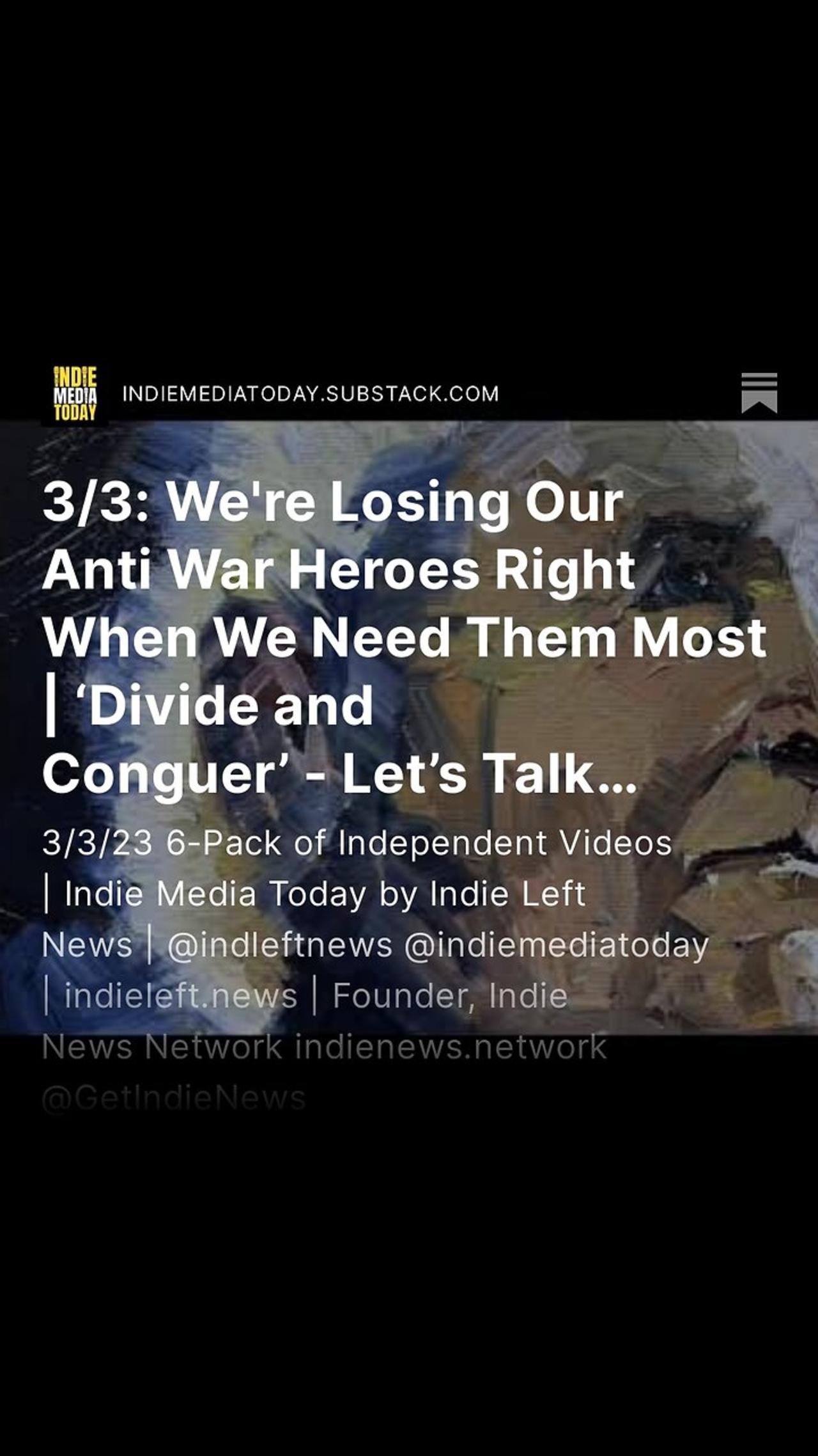 3/3 We're Losing Our Anti War Heroes Right One News Page VIDEO