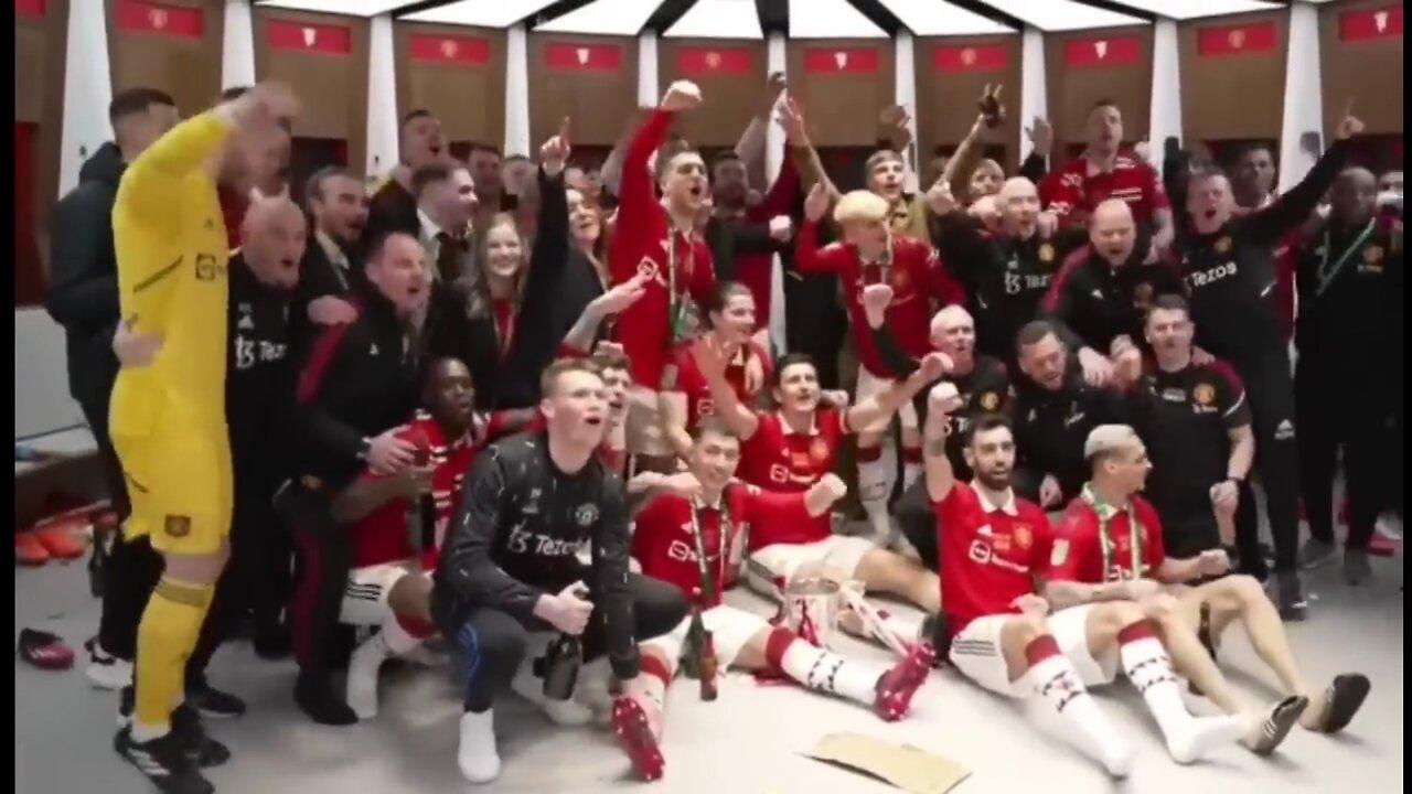 Man United stars crazy dance chant celebrations in dressing room EFL cup 🏆🥇🔥