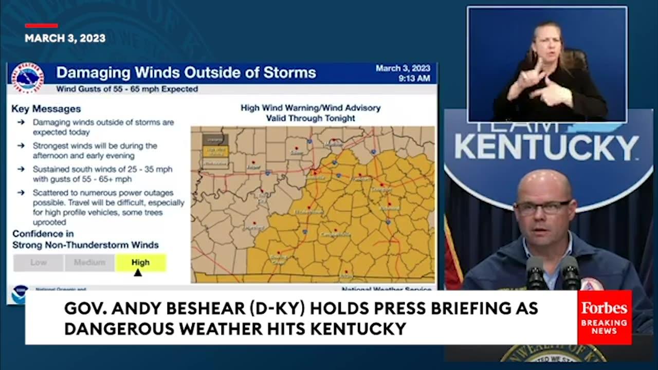 JUST IN- Kentucky Gov. Andy Beshear Holds Press Briefing As Dangerous Storms Batter His State