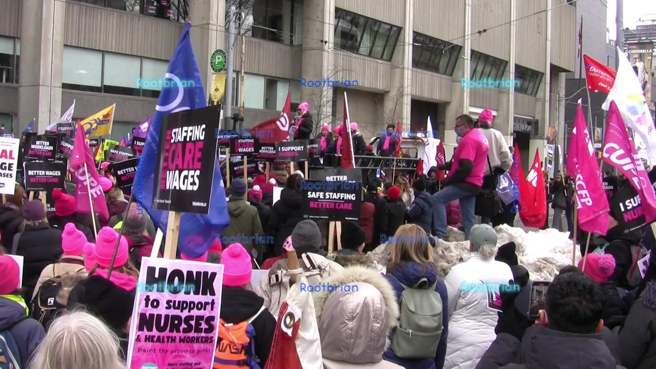 Ontario Nurse Association's Rally and March - health care, better pay and hours (Queen street west)