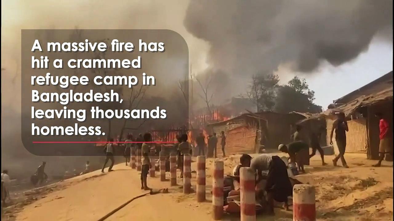 Fire tears through Rohingya refugee camp in Bangladesh