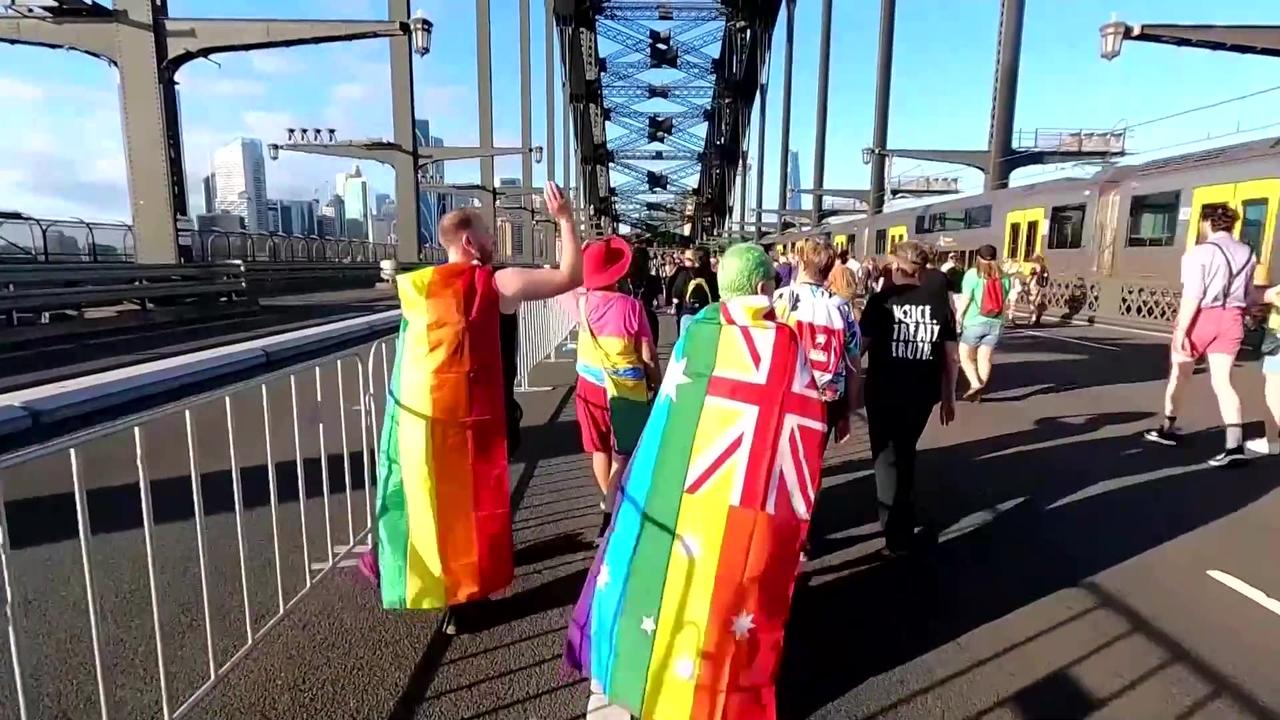 Massive WorldPride march across Sydney Harbour Bridge
