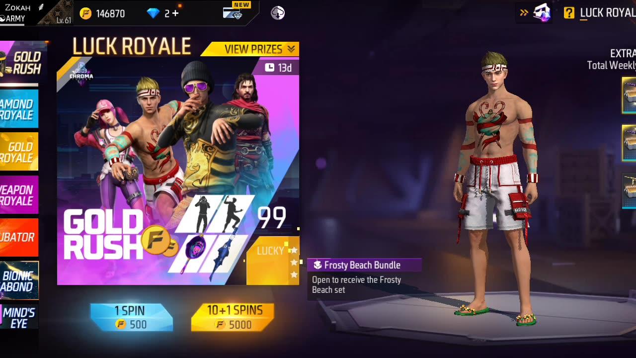 Free fire ❤️ INDIA gold royal new💥 boundal in 1000000 coin