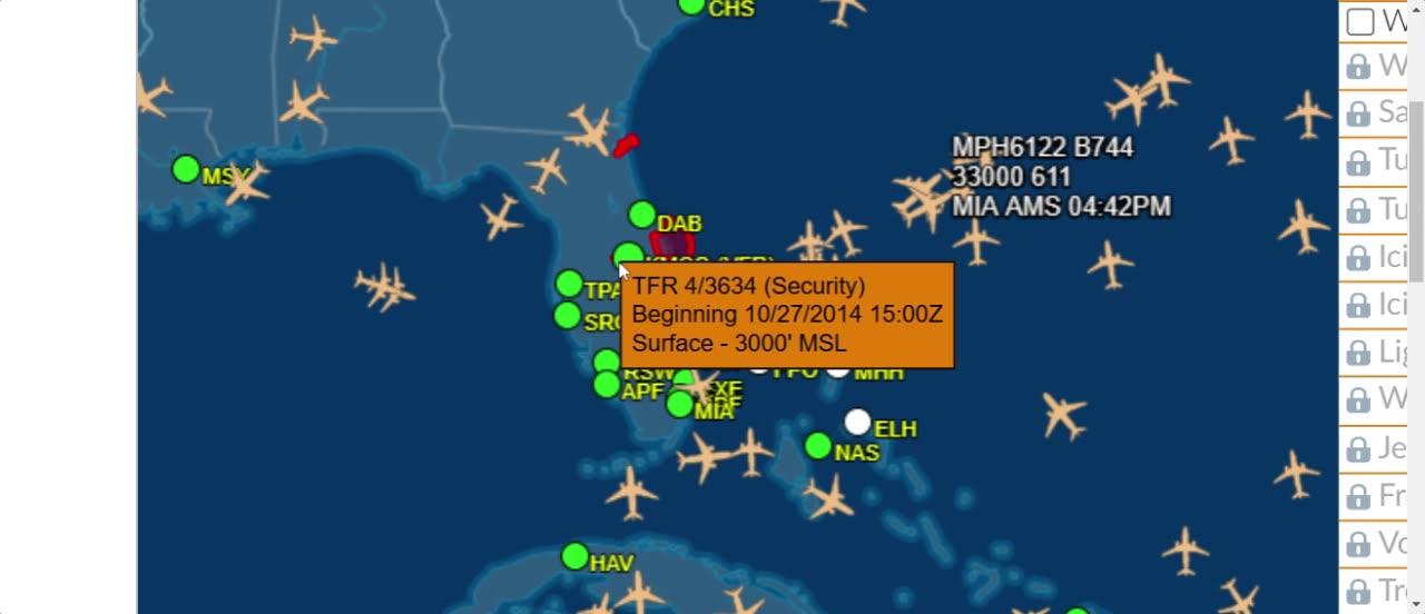 Florida Flights (radar problems TFR's)