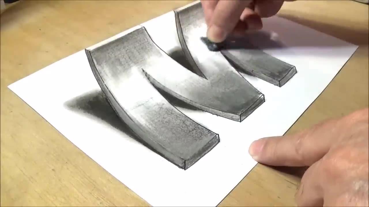 How to Draw 3D Letter M Drawing with pencil One News Page VIDEO