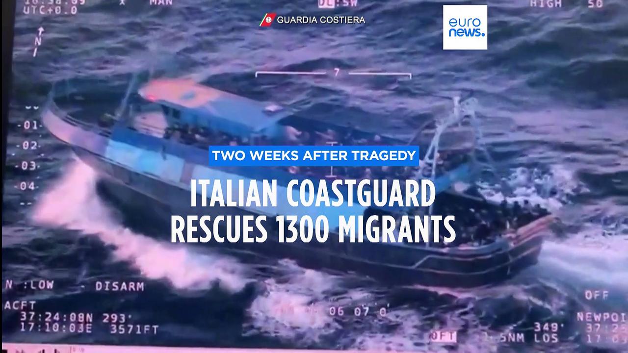 1,300 migrants rescued by Italian coastguard from Mediterranean Sea