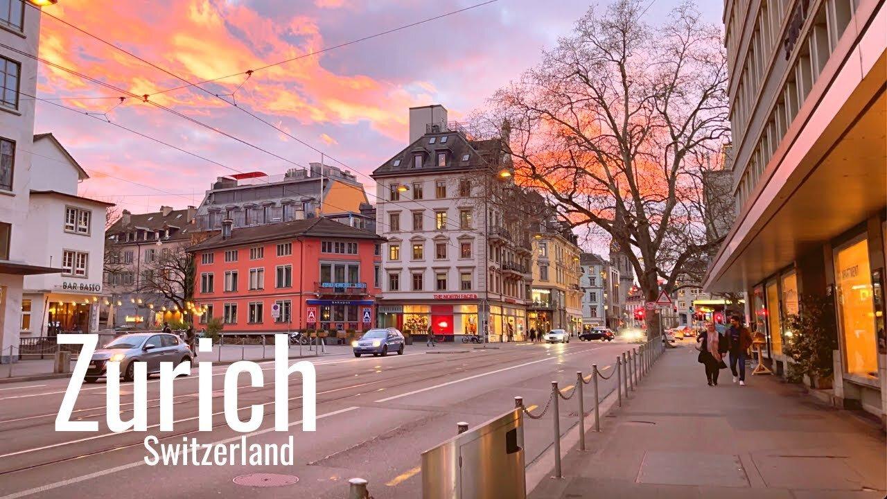 Zurich, Switzerland 🇨🇭 Amazing Sunset Walk ☀️2023