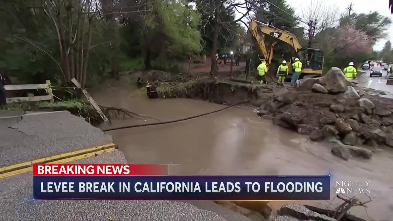 California levee fails leading to floods and water rescues