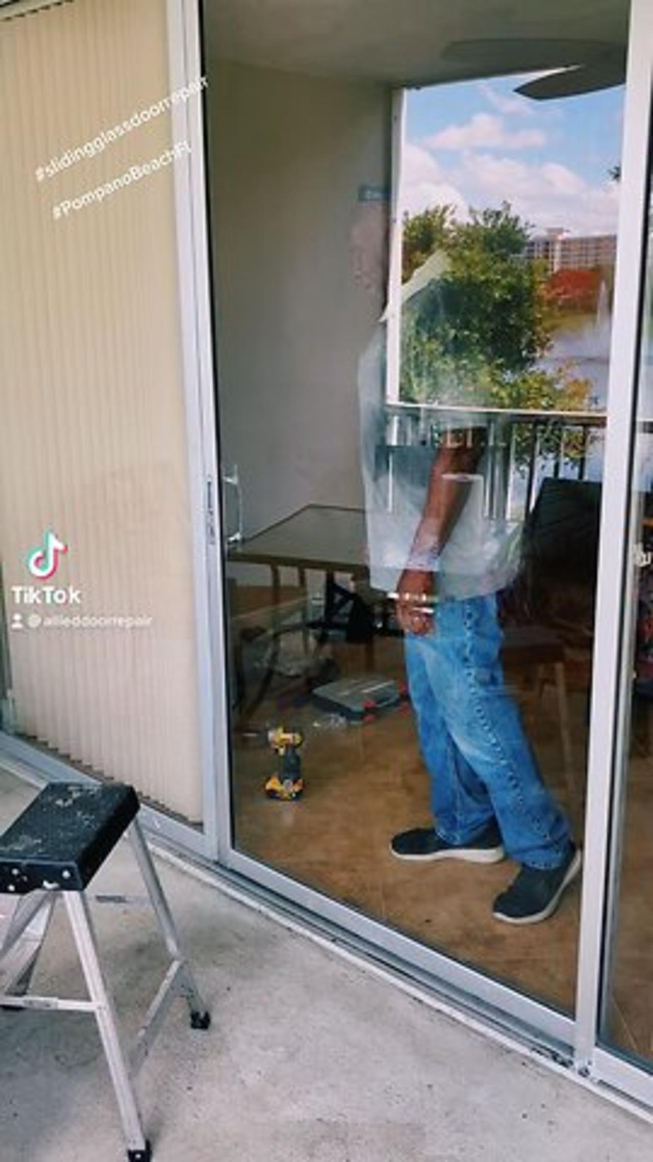 Sliding glass door repair, roller replacement, in Pompano Beach, Fl