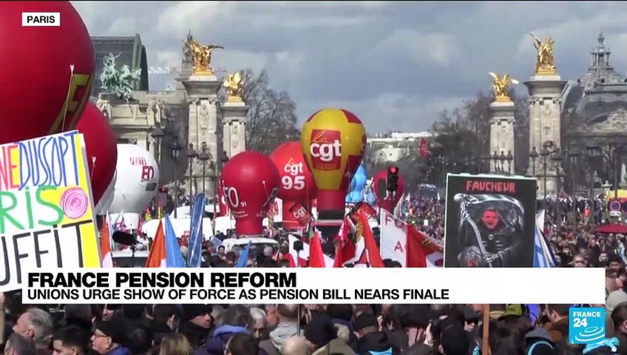 Protesters rally across France in last-ditch attempt to stop Macron's pension bill