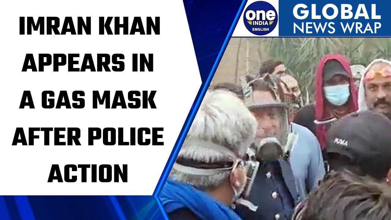 Imran Khan appears outside his house wearing gas mask after police action stops | Oneindia News