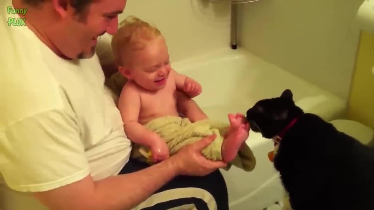 Funny Babies Laughing Hysterically at Cats Compilation (2023) #4