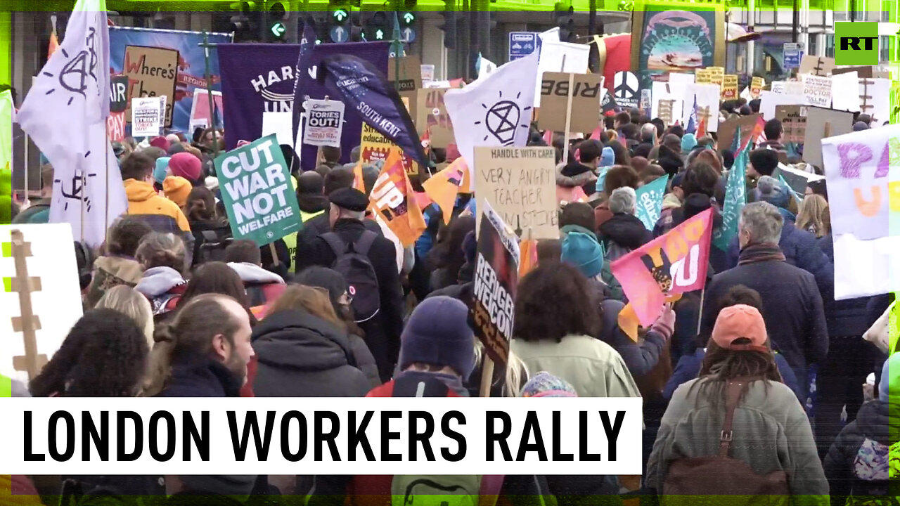 Angry public sector workers stage massive rally in London