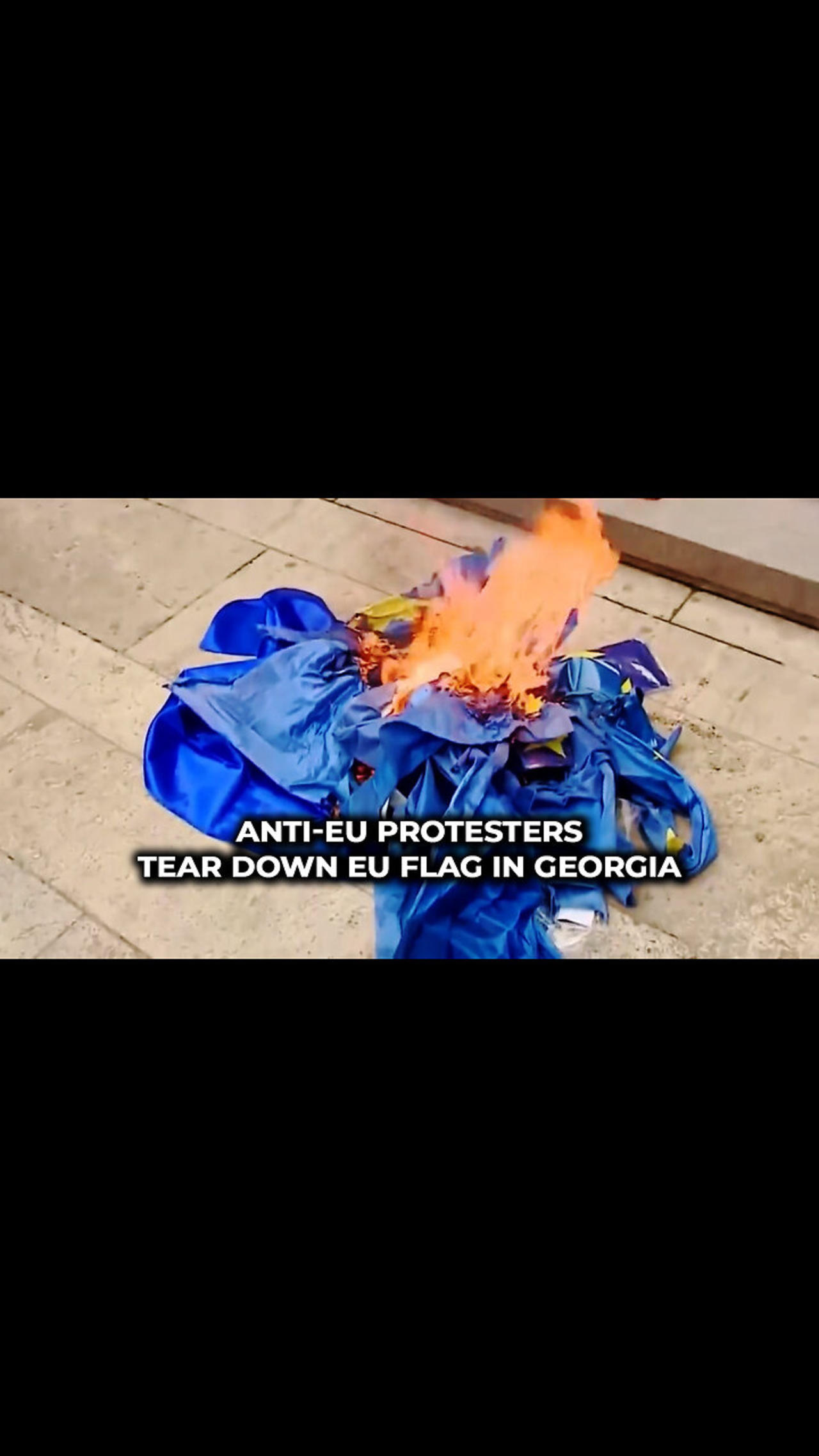 Anti-EU protesters tear down EU flag in Georgia