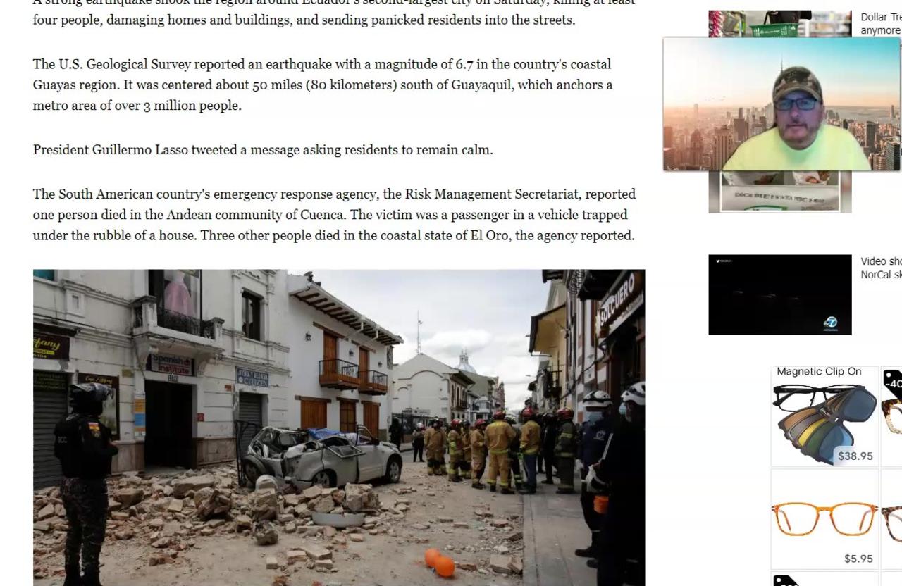 6.7 Magnitude Quake Hits Ecuador Killing 4 Wide Damage
