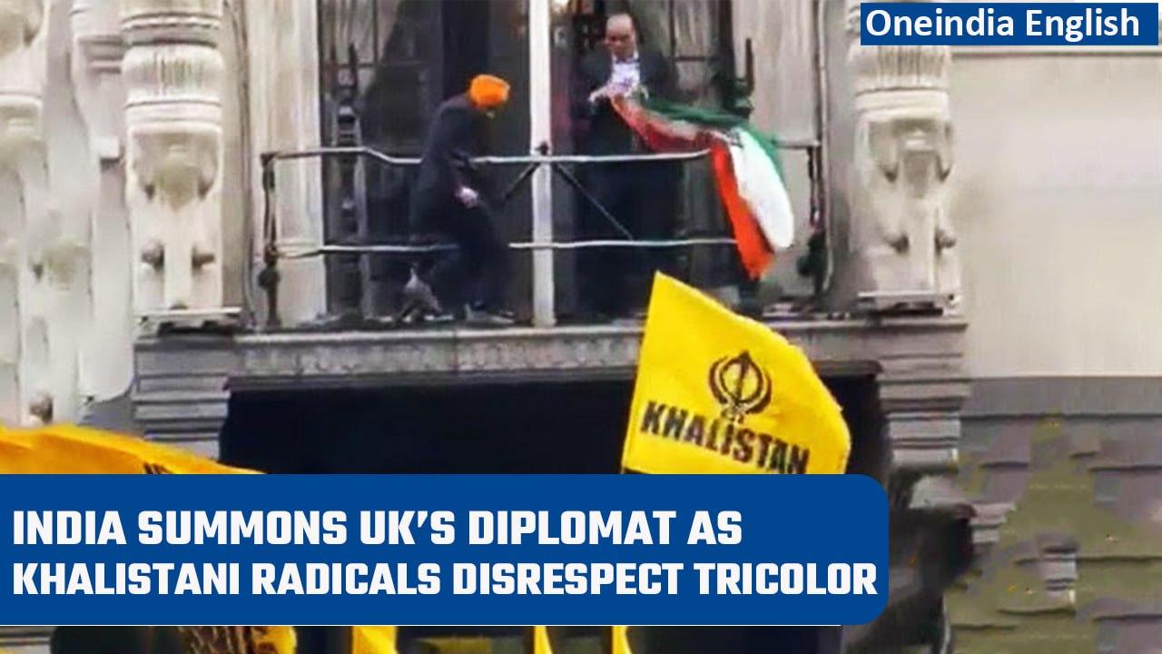 India summons UK’s diplomat as Khalistani supporters pulled down tricolor in London| Oneindia News