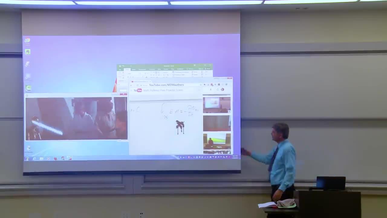 Math Professor Fixes Projector Screen (April Fools Prank