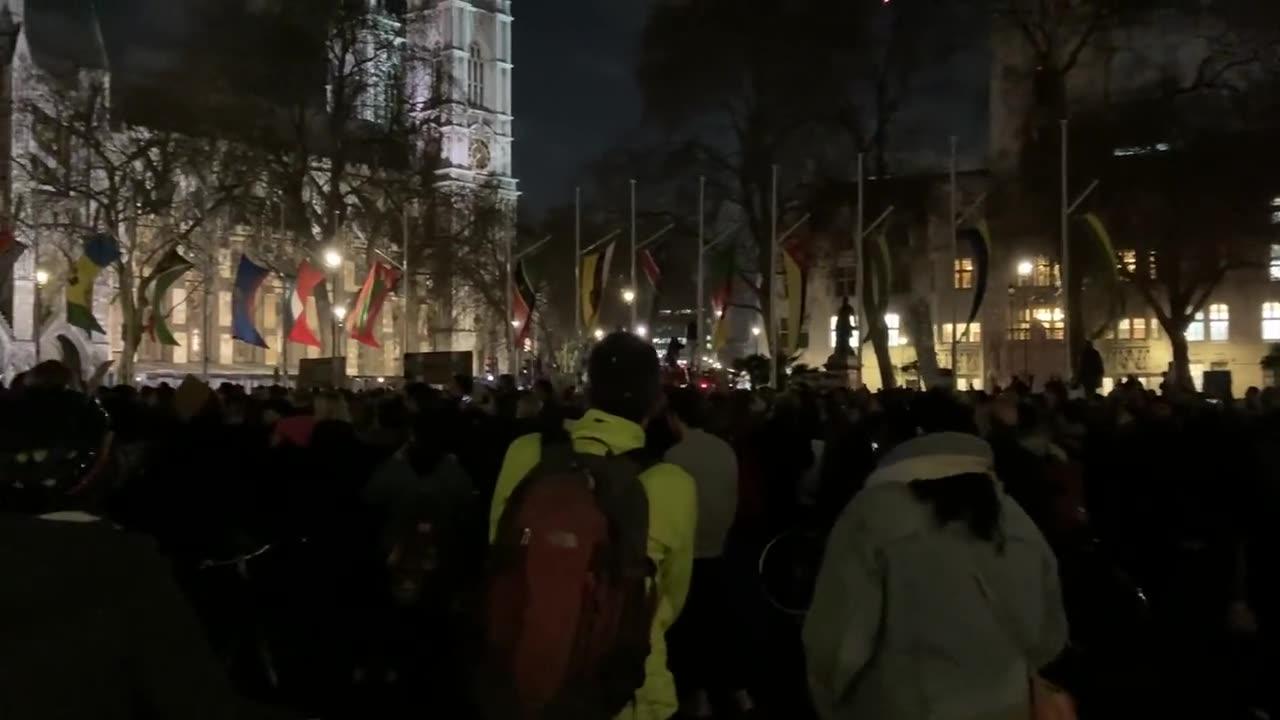 Crusty Gary Lineker type commies outside parliament screaming for open borders...
