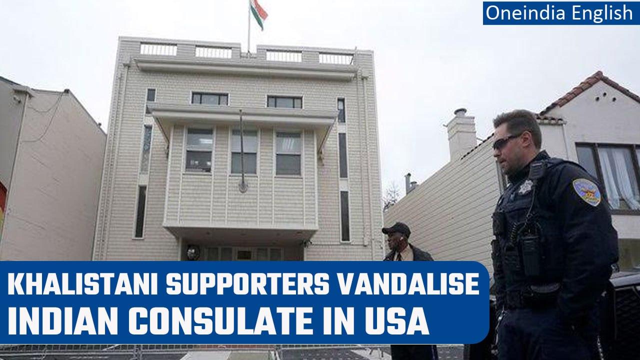 Indian consulate in San Francisco vandalised by Khalistani supporters after UK | Oneindia News