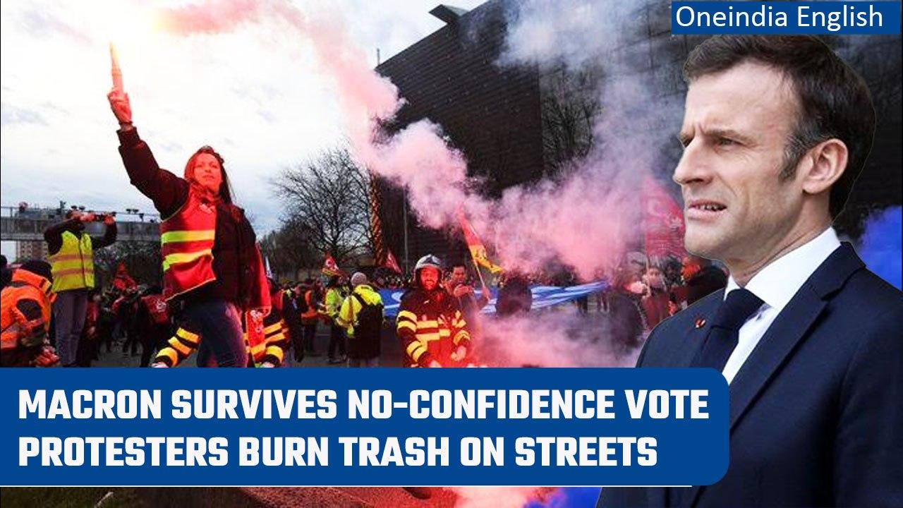 Emmanuel Macron survives the no-confidence motion, protesters burn trash | Oneindia News