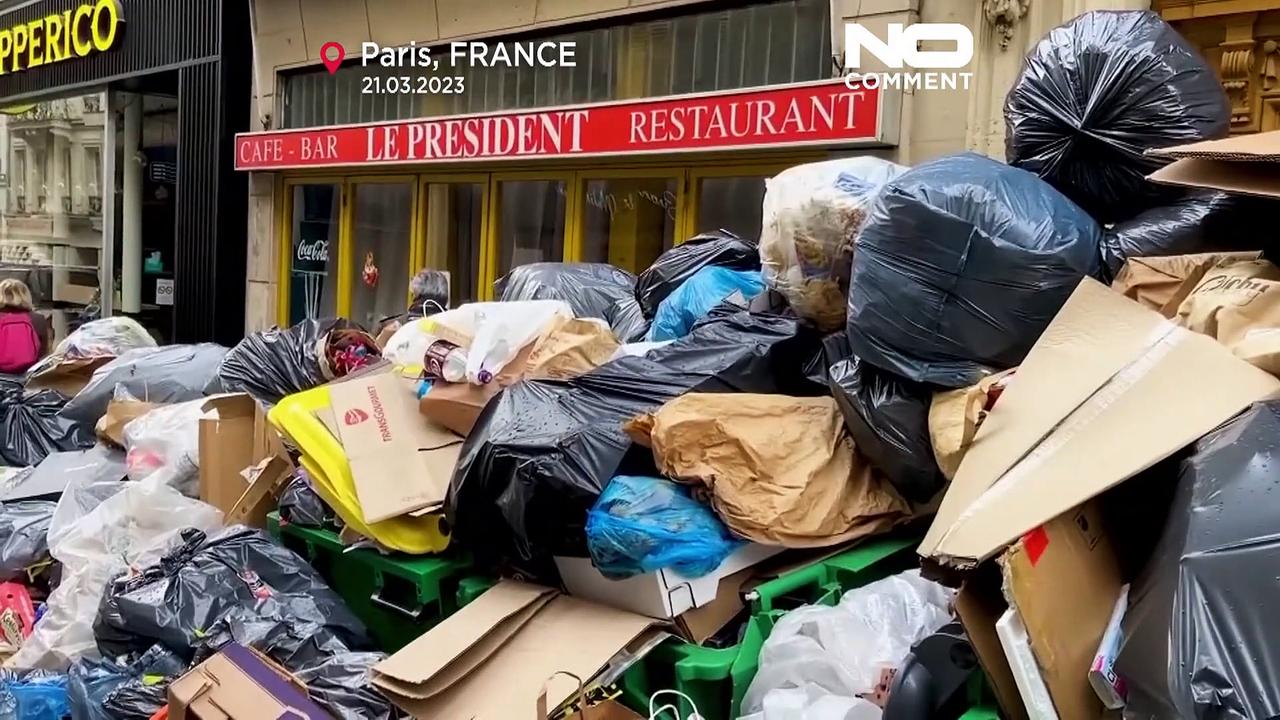 Watch: Piles of rubbish in Paris after a 16-day strike by bin workers