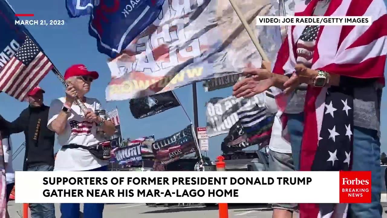 Supporters Of Former President Donald Trump Gather Near His Mar-a-Lago Home