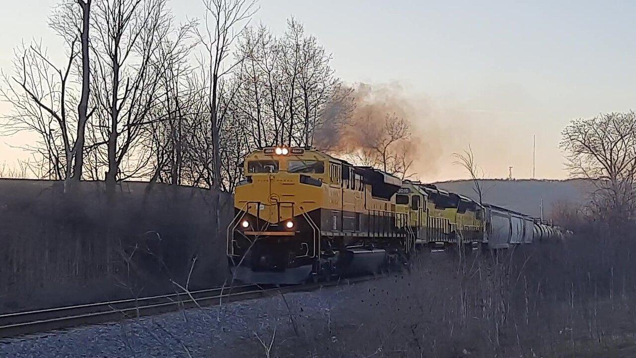 NYS&W SU100 "First Day Of Spring" With EMD SD70M-2 4064 In The Lead ( New Paint )