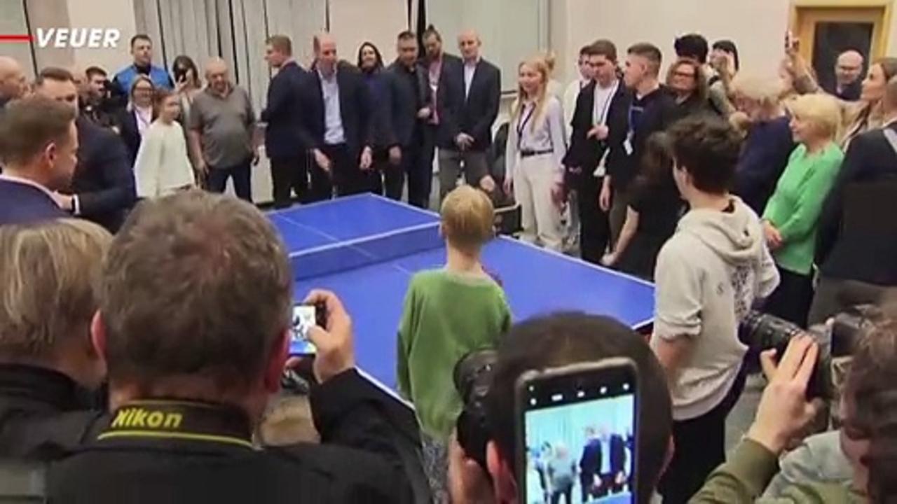 Prince William Entertains Ukrainian Refugee Children Playing Ping Pong