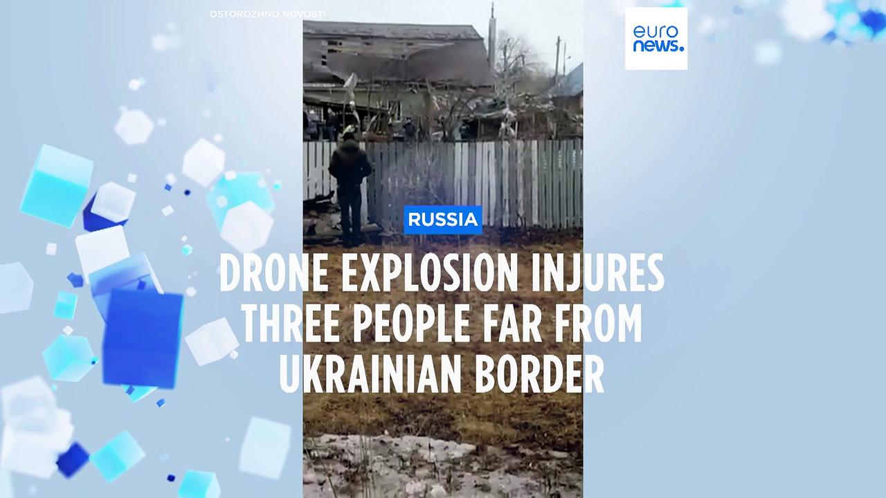 Russia blames Ukraine for drone explosion far from border that injured three people