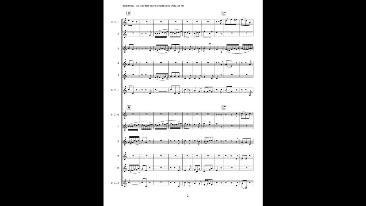 J.S. Bach – Motet: “Der Geist hilft unser Schwachheit auf” - Double Clarinet Choir