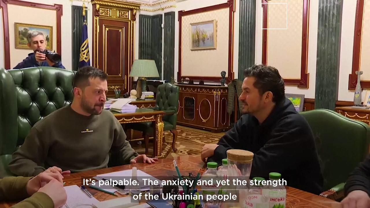 Watch the moment Orlando Bloom met President Volodymyr Zelenskyy in Kyiv