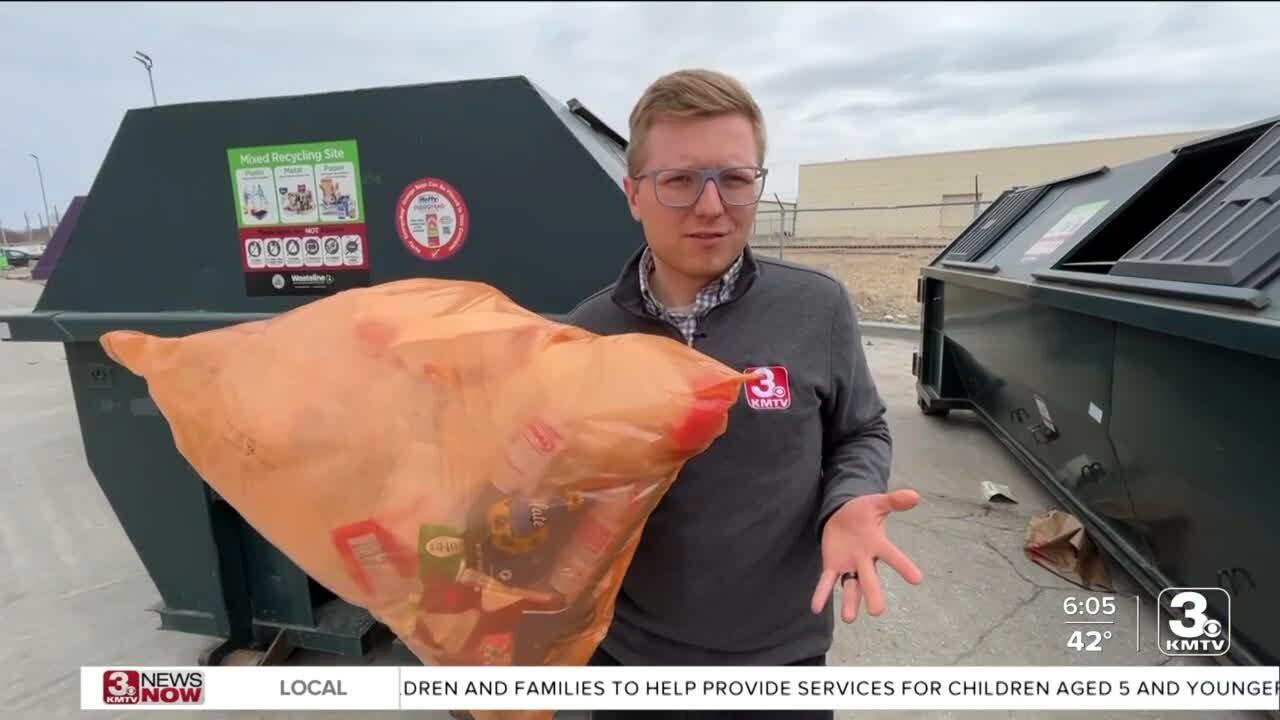 Orange bags of hardtorecycle plastics used to One News Page VIDEO