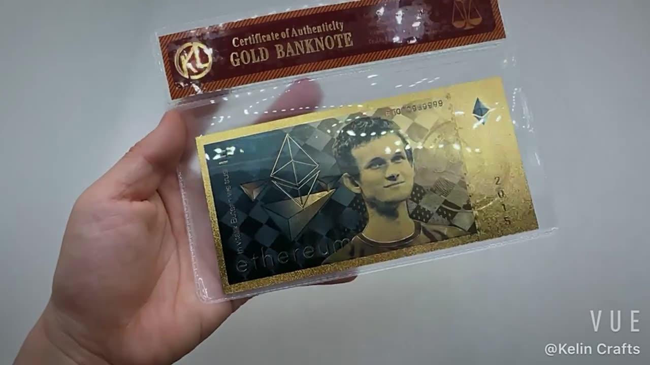 Beautiful TH Ethereum Vitalik Buterin Gold Color Banknote Physical Commemorative BTC Crypto