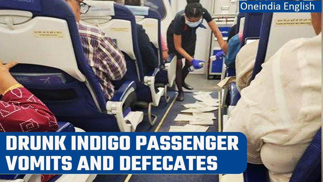 Indigo flight passenger vomits and defecates in a drunkstate, crew cleans up | Oneindia News