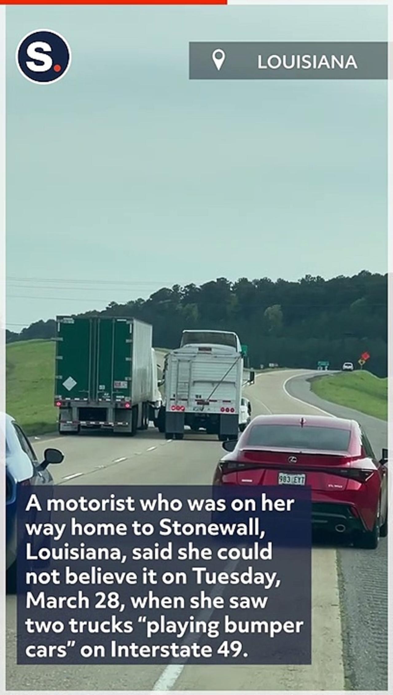Trucks 'Playing Bumper Cars' Hold Up Traffic on One News Page VIDEO
