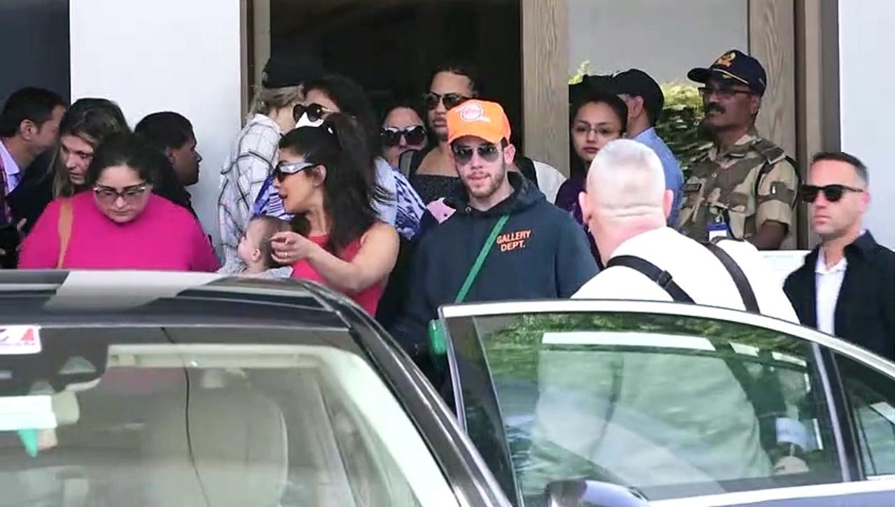 Priyanka Chopra arrives in Mumbai with hubby Nick and daughter Malti